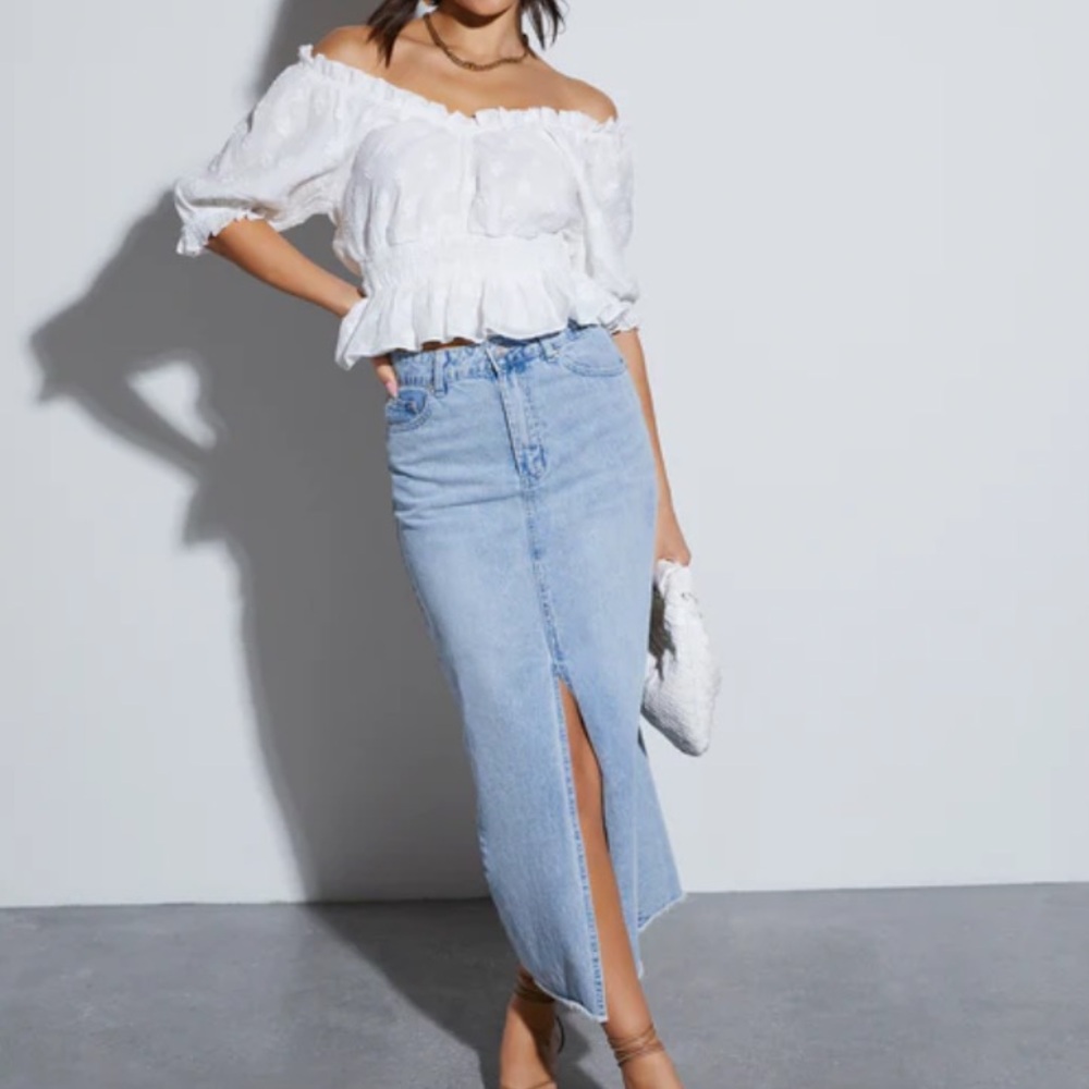 Vici denim maxi skirt
